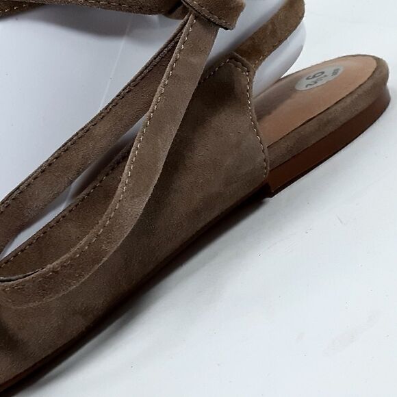 Madewell Women's April Ankle Wrap Flat Suede Leather Taupe Lace Up Flats Us9,5 - Picture 4 of 14